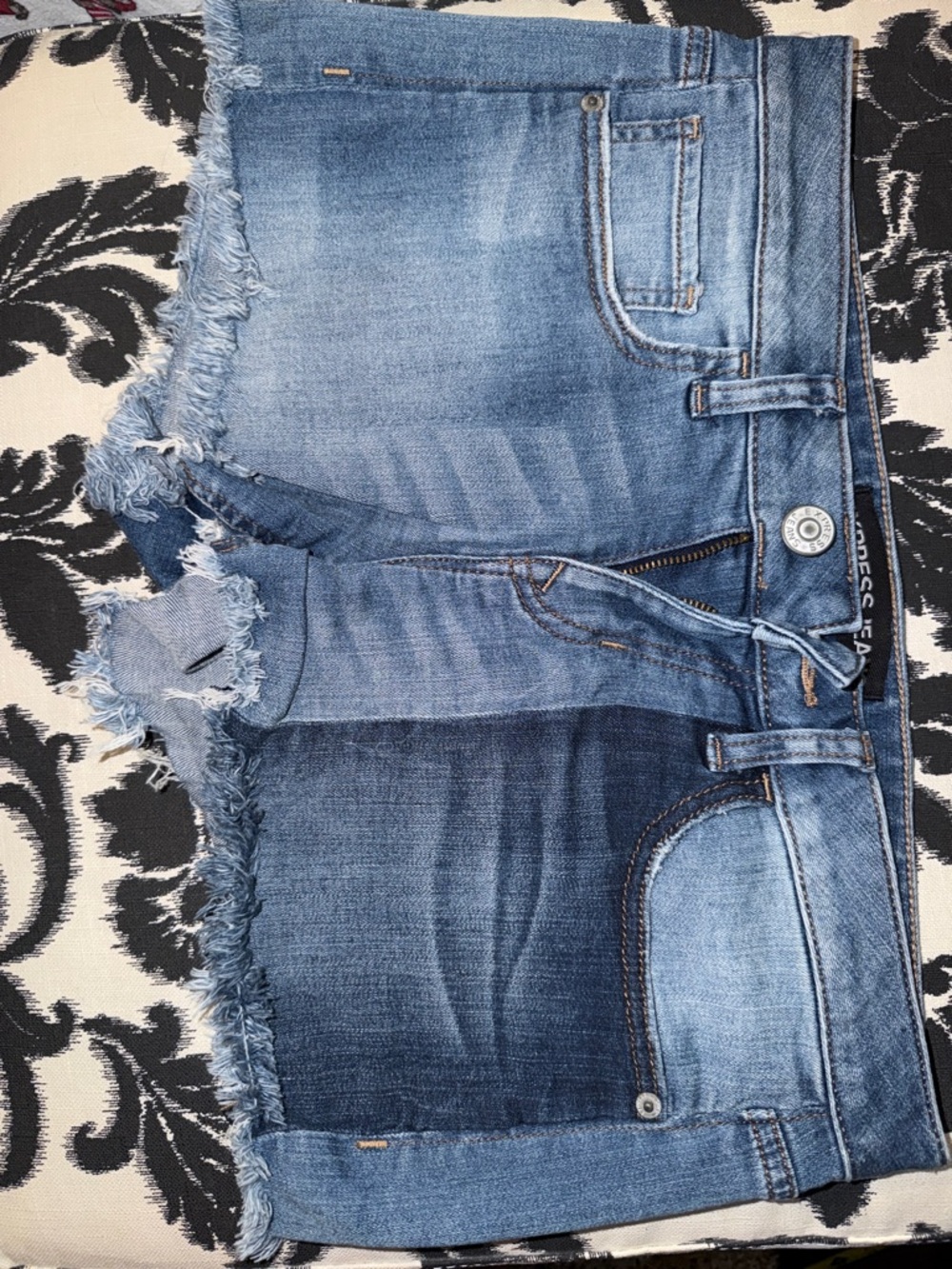 Express Distressed Light Blue Denim Cutoff Shorts